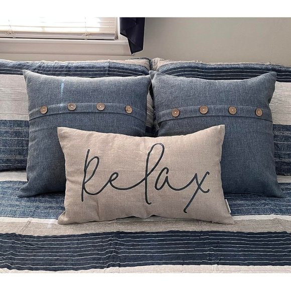 Decorative Throw Pillow Covers Cases Accent Cottage Farmhouse Decor Grey Gray - Picture 3 of 9